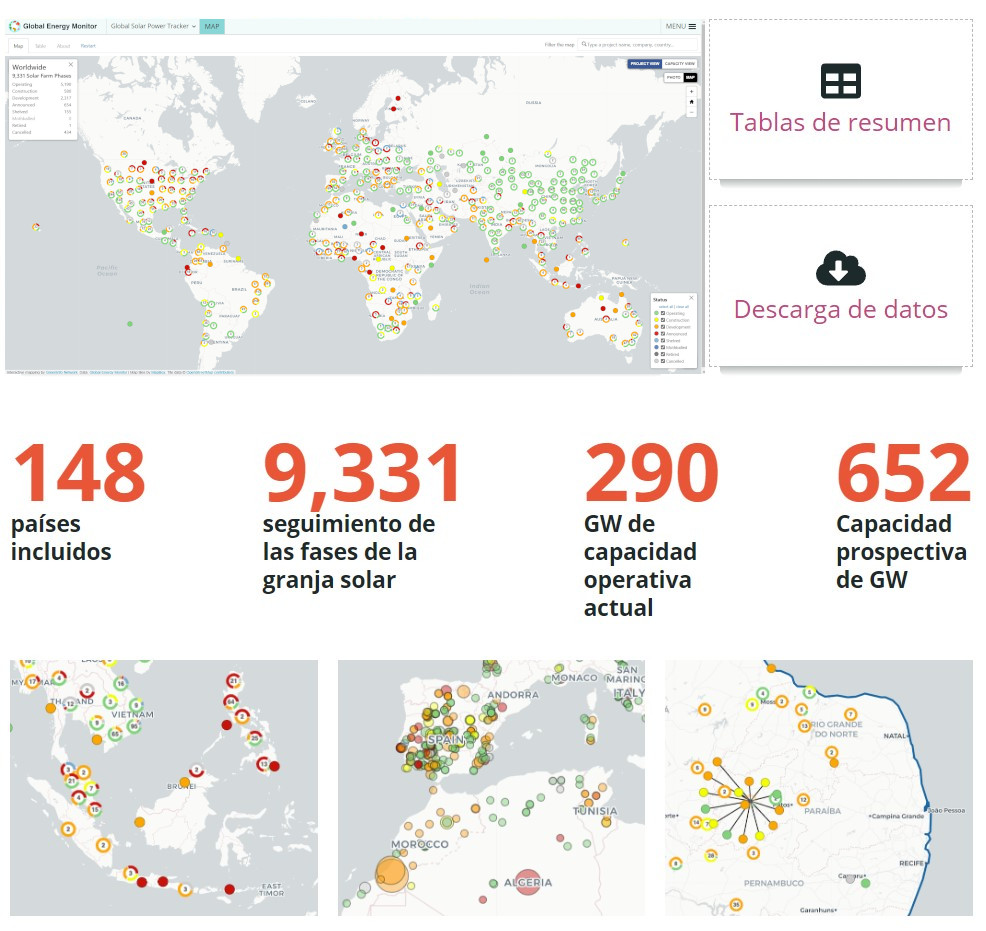 mapa de Global Solar Power Tracker